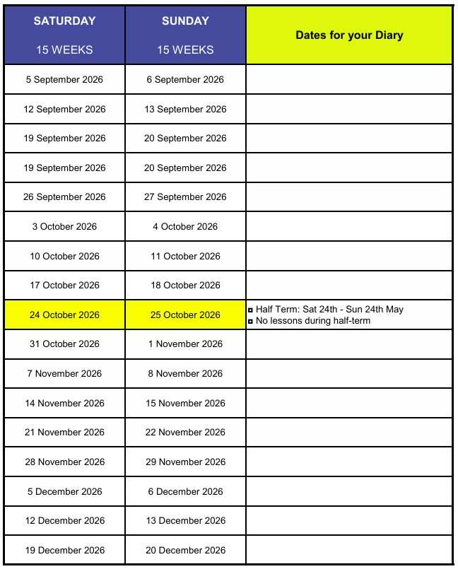 Active Swim's autumn 2026 term dates at York House School in Rickmansorth